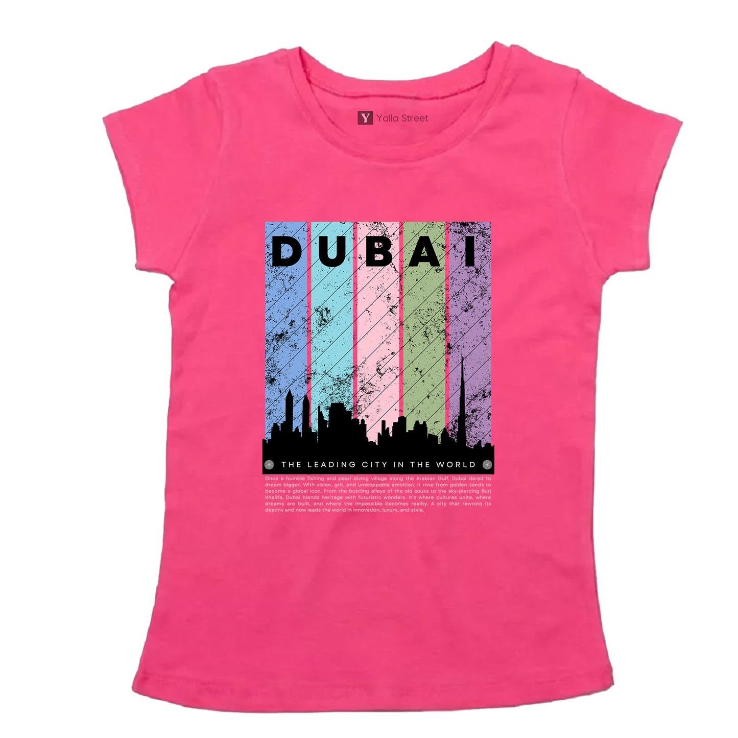 Dubai Skyline Women’s T-Shirt – Vintage Grunge City Print 100% Cotton