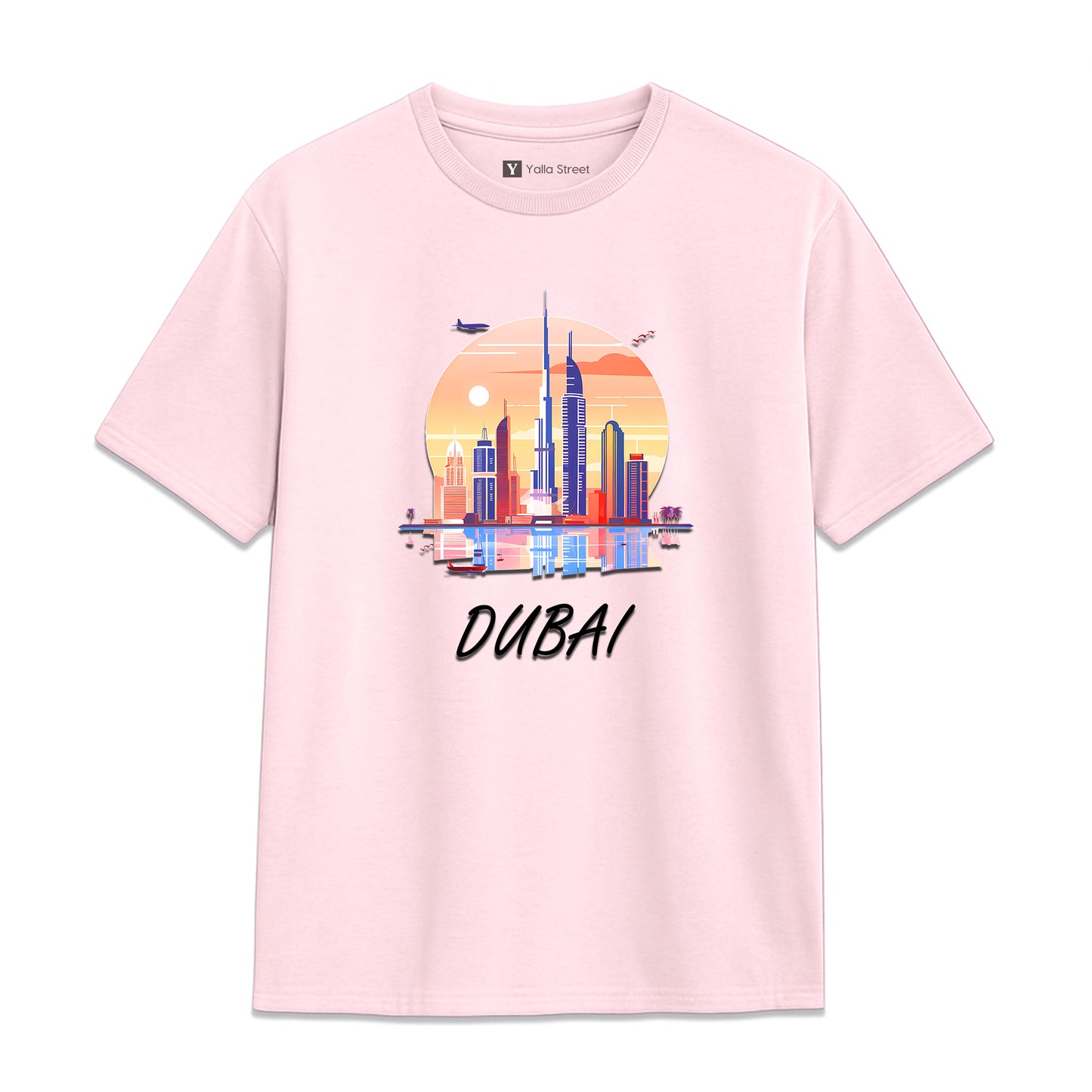 Dubai Sunset Skyline T-Shirt – 100% Cotton Unisex Tee Vibrant Cityscape Graphic