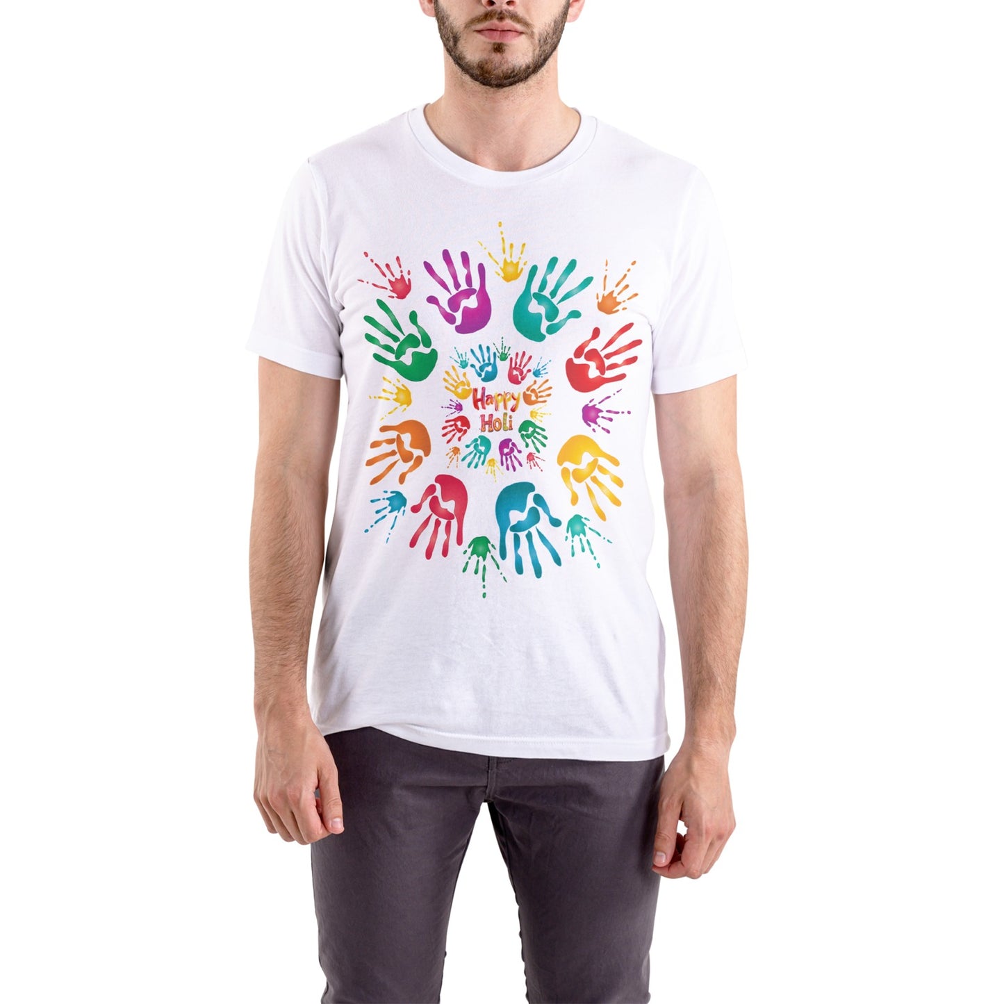 Happy Holi Color Handprint T-Shirt β Festival Special Men Tee | Yalla Street