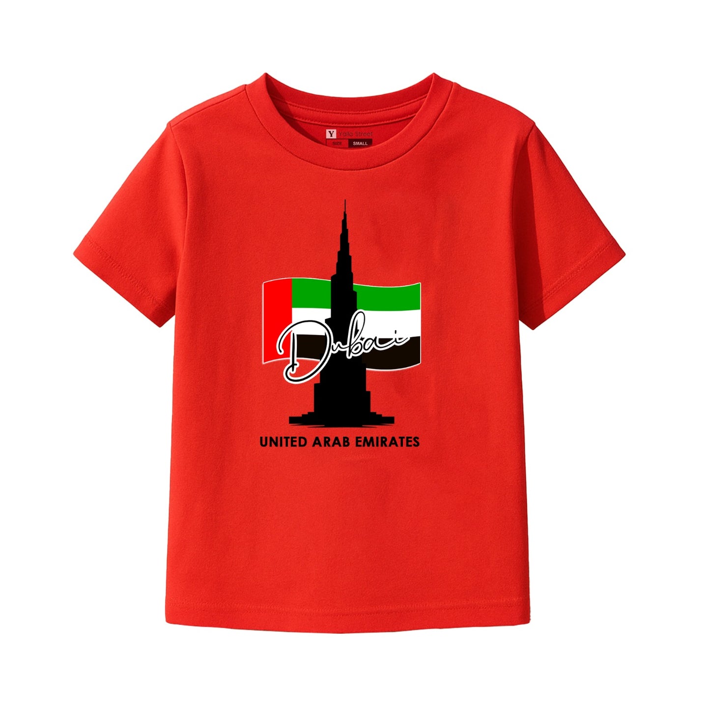 Dubai Skyline Kids T-Shirt – UAE Flag & Burj Khalifa Print