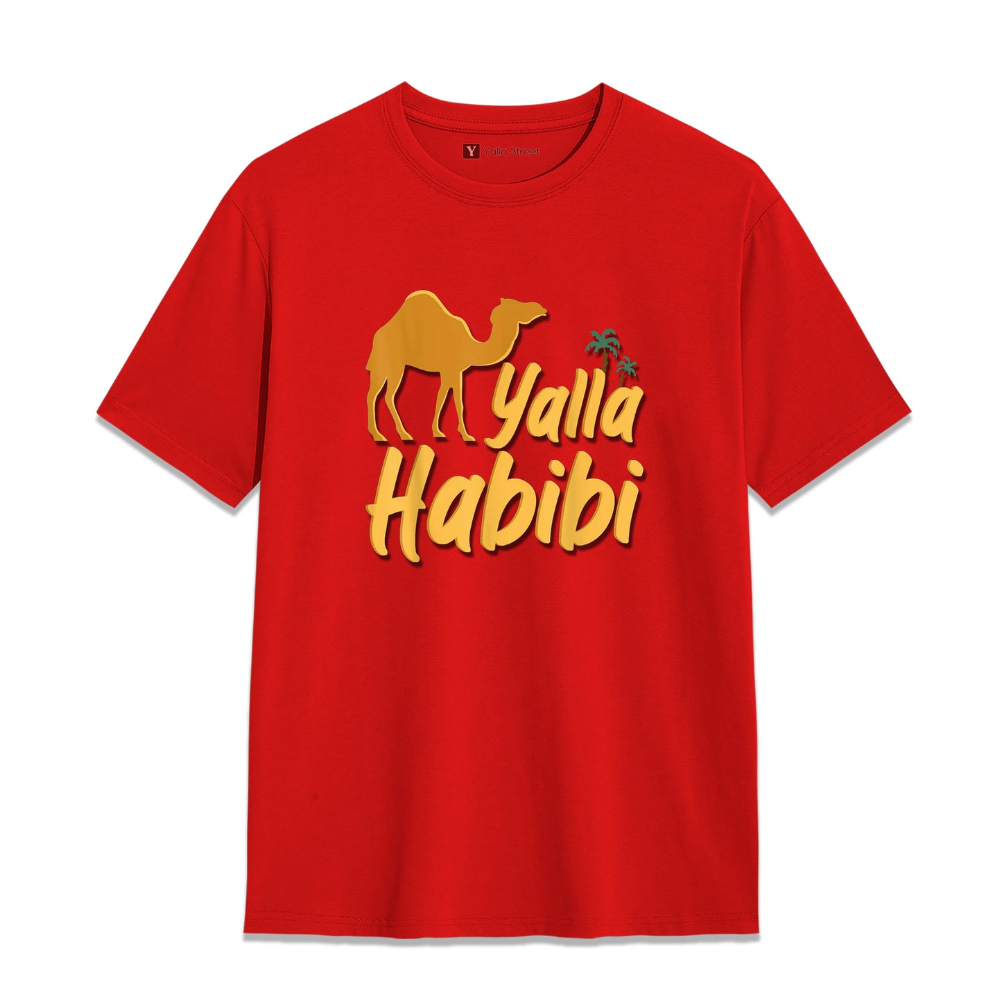 Yalla Habibi Camel T-Shirt – Dubai Arabic Streetwear Graphic Tee | White Cotton Unisex T-Shirt