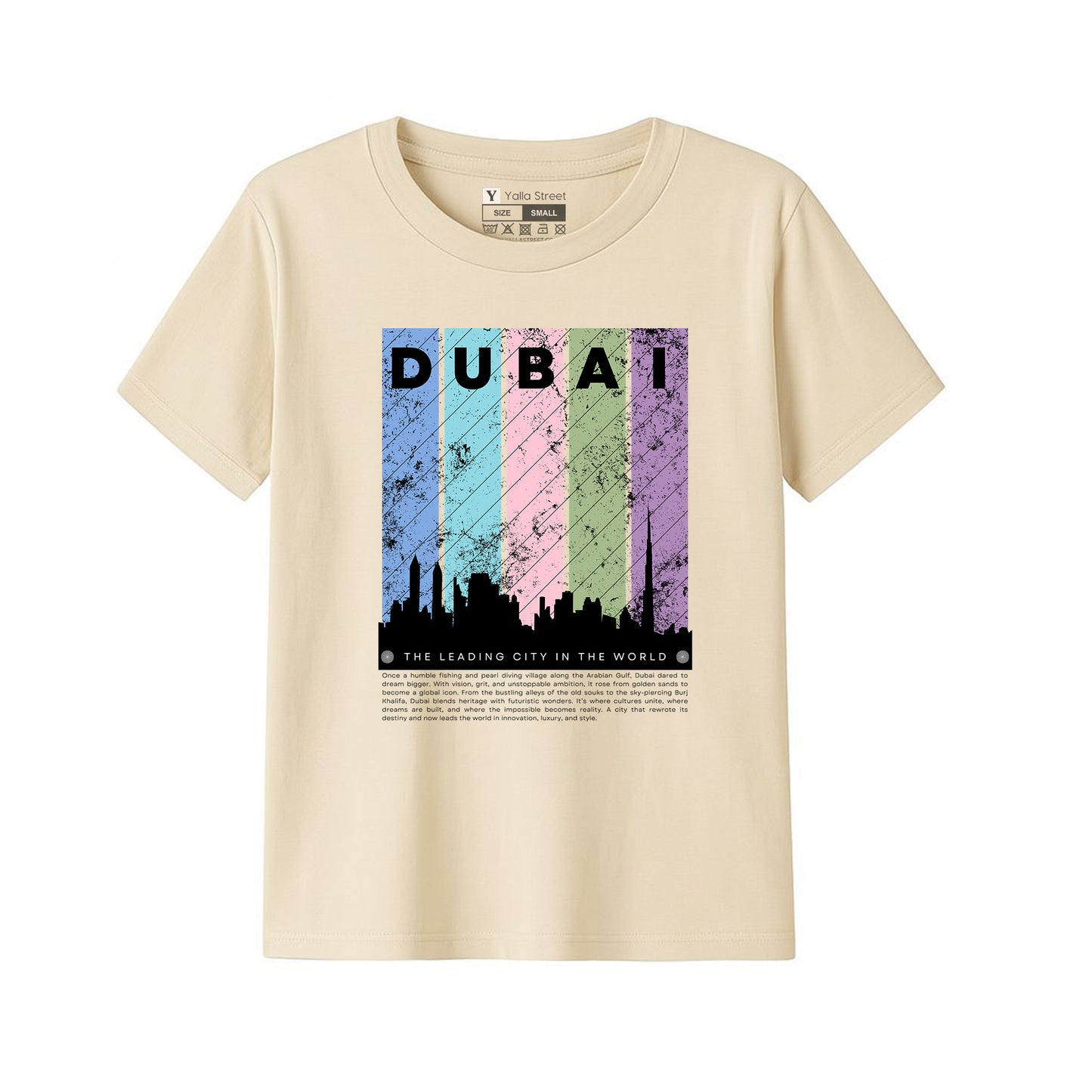 Dubai Skyline Kids T-Shirt – Colorful Cityscape Design | Soft Cotton Tee