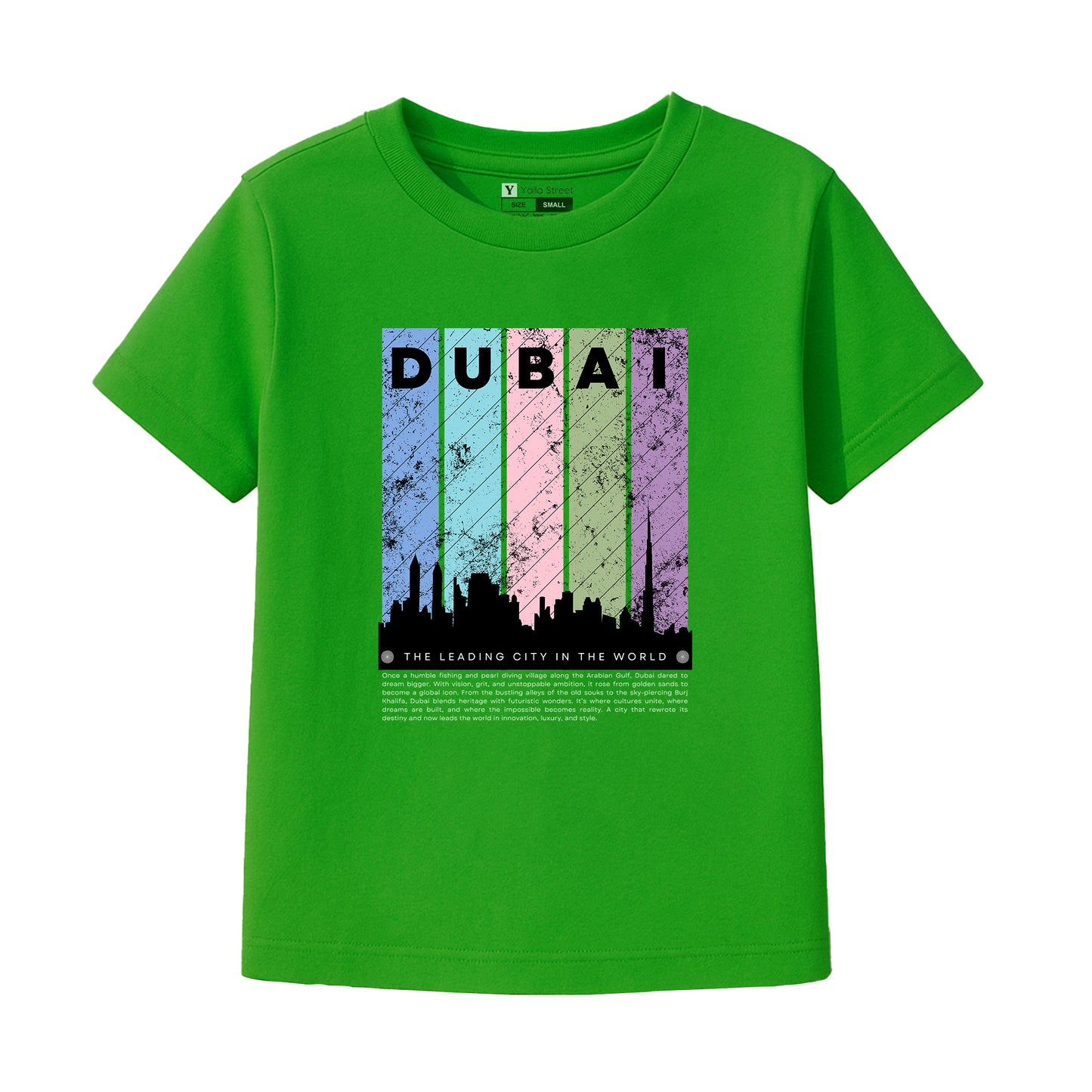 Dubai Skyline Kids T-Shirt – Colorful Cityscape Design | Soft Cotton Tee