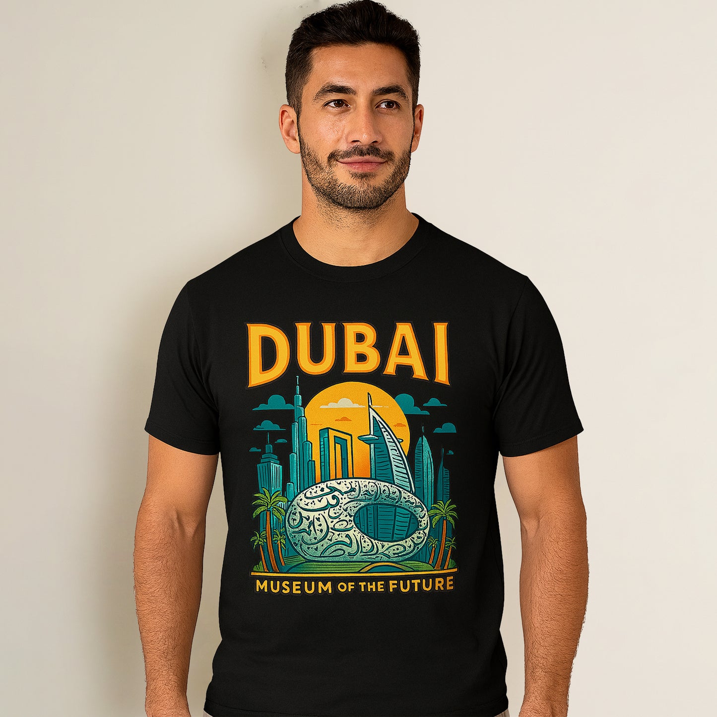 Dubai Skyline T-Shirt – Museum of the Future Graphic Tee 100% Cotton Unisex