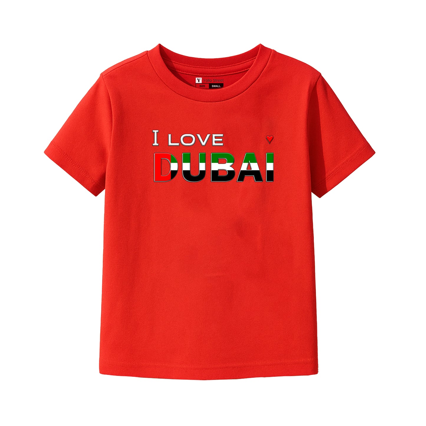I Love Dubai Kids T-Shirt – UAE Flag Colors Design | National Day Tee