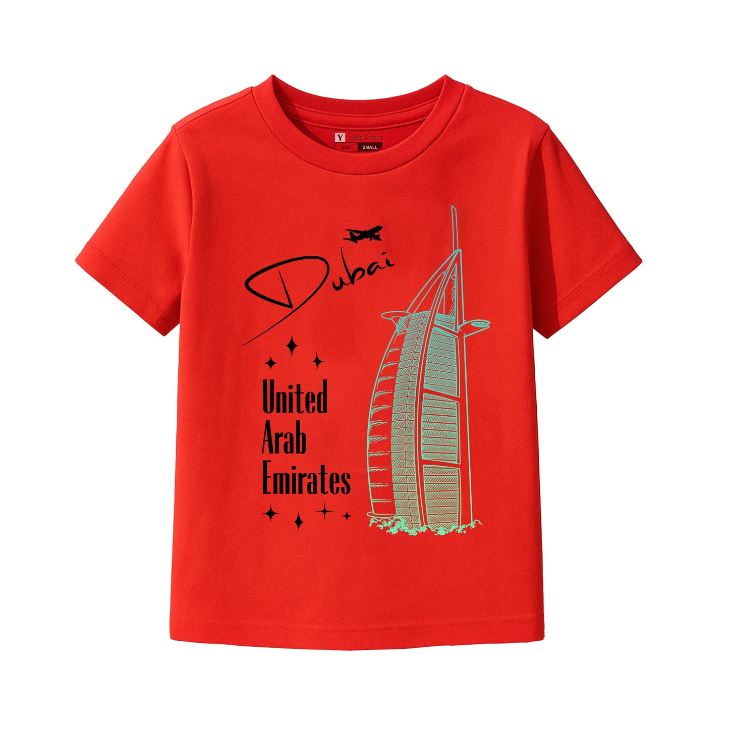 Kids Dubai T-Shirt – Burj Al Arab & UAE Flag Design