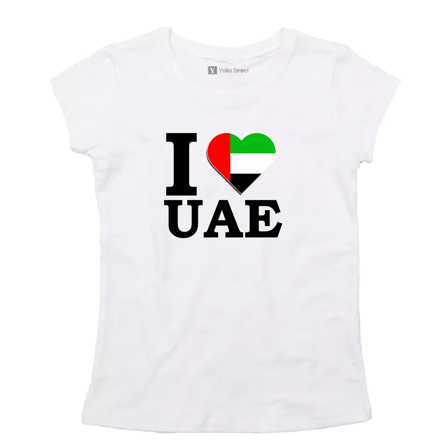 "I Love UAE" Women's T-Shirt – UAE Flag Heart Design 100% Cotton
