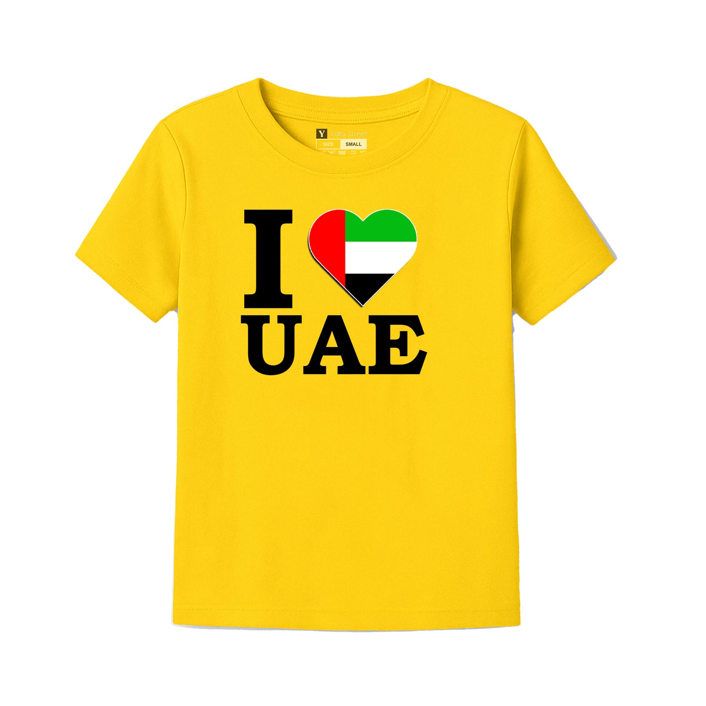 I Love UAE Kids T-Shirt – Black Cotton Tee with UAE Flag Heart | National Day Souvenir