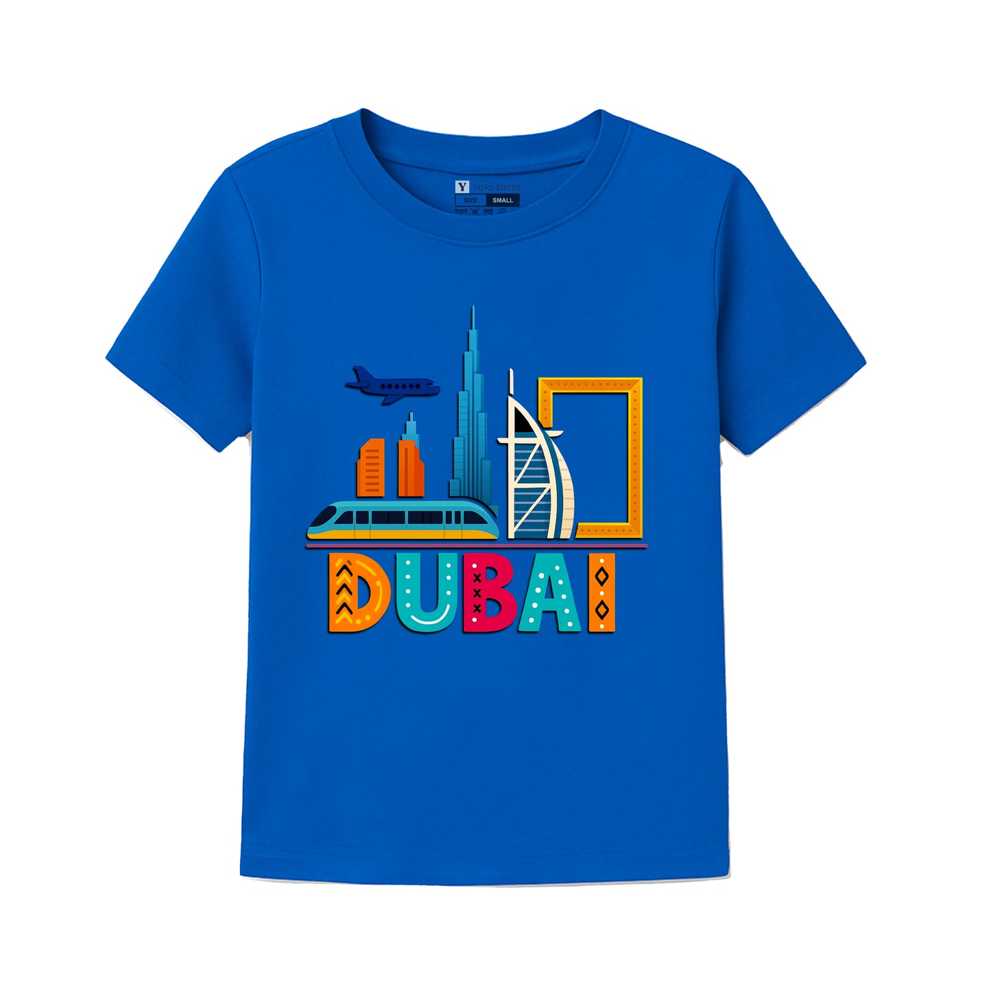 Dubai Landmarks Kids T-Shirt – Colorful City Icons Design UAE Travel Souvenir Tee