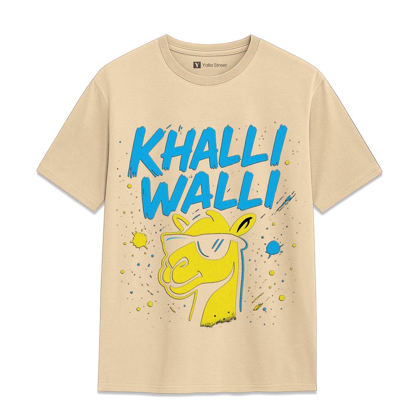 Khalli Walli Camel Graphic T-Shirt – Funny Dubai Slang Tee | Grey Streetwear Unisex T-Shirt