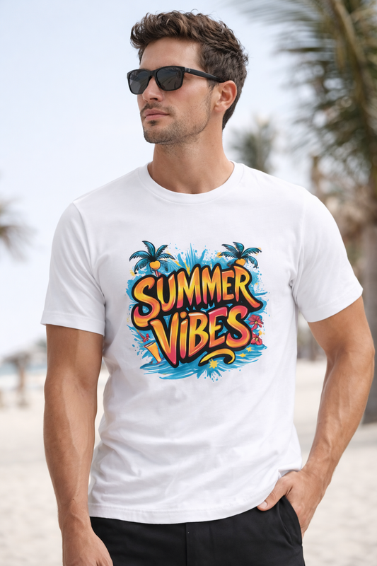 Summer Vibes Graphic T-Shirt – Bold Beach Style Cotton Tee | Unisex