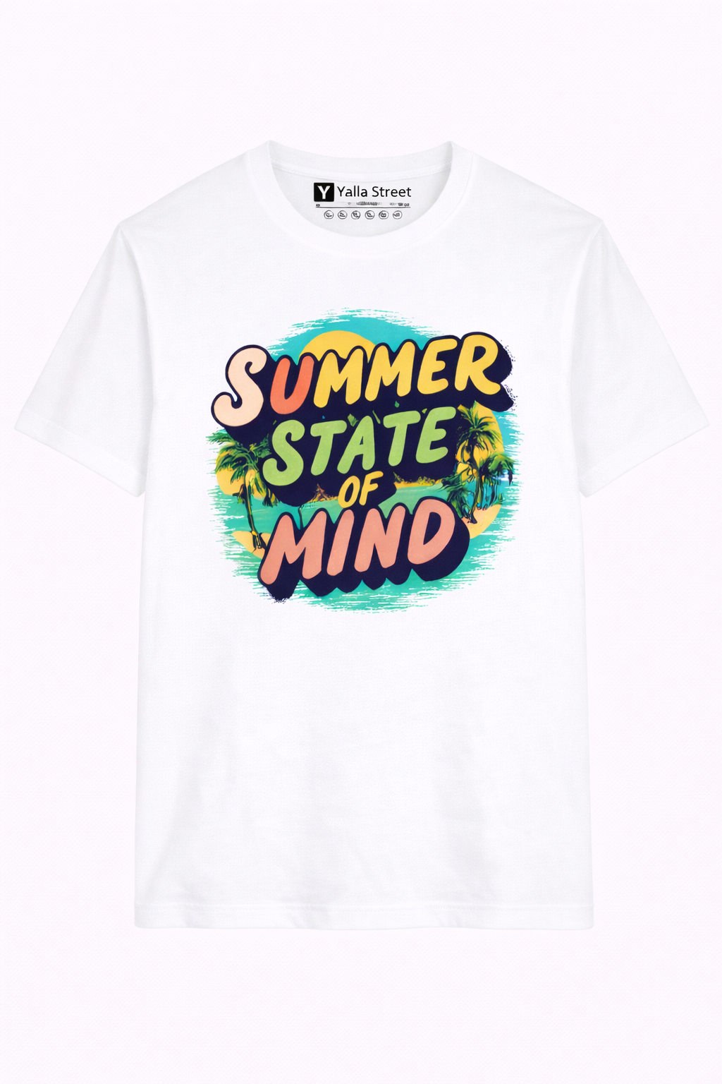 Summer State of Mind – Tropical Graphic T-Shirt | Unisex White Tee