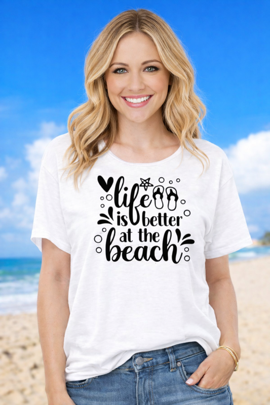 Life Is Better at the Beach Graphic T-Shirt – Unisex Beige Summer Tee