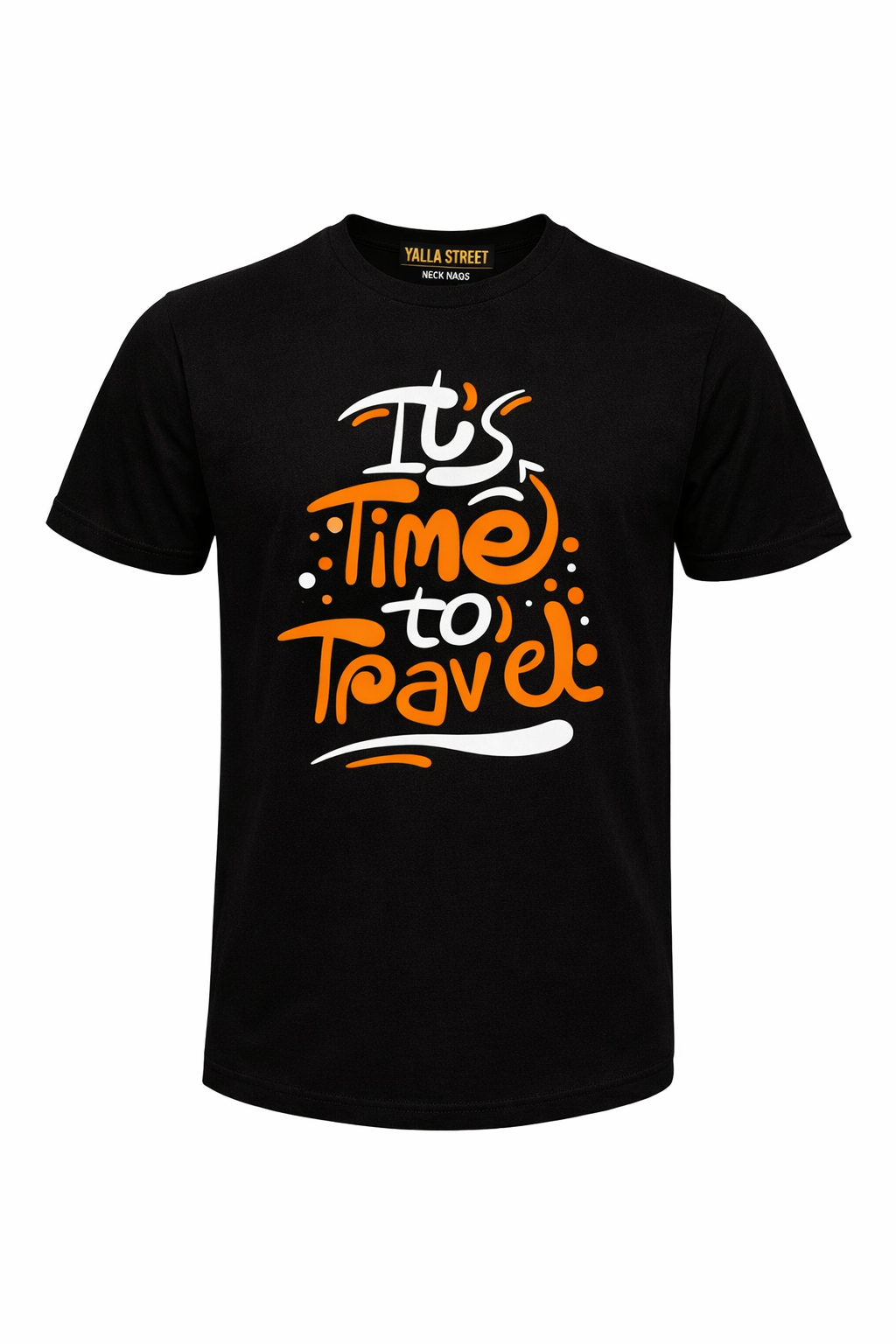 It’s Time to Travel – Black Graphic Unisex T-Shirt | Yalla Street