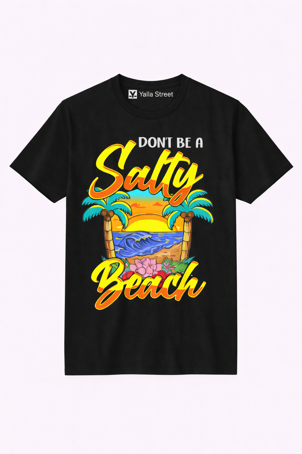 Don’t Be a Salty Beach T-Shirt – Men’s Black Funny Summer Graphic Tee