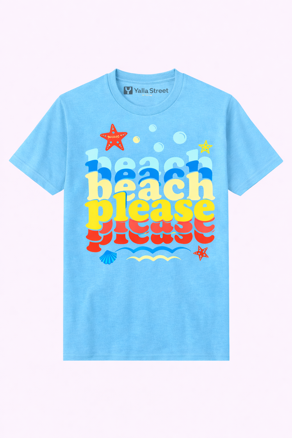 Beach Please Graphic T-Shirt – Sky Blue Summer Unisex Tee | Yalla Street