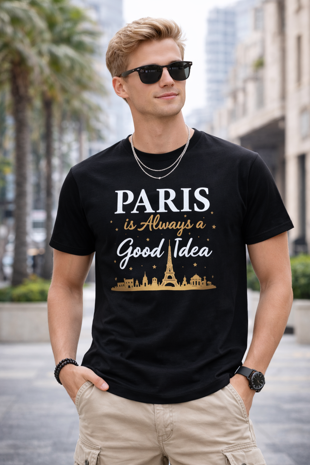 Paris Is Always a Good Idea – Navy Blue Graphic Unisex T-Shirt | Yalla Street