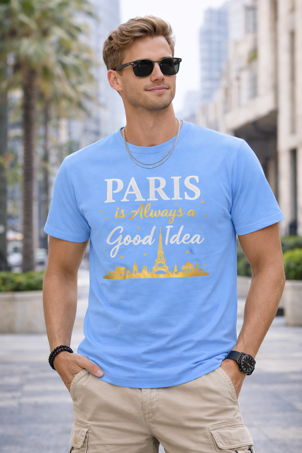 Paris Is Always a Good Idea – Navy Blue Graphic Unisex T-Shirt | Yalla Street