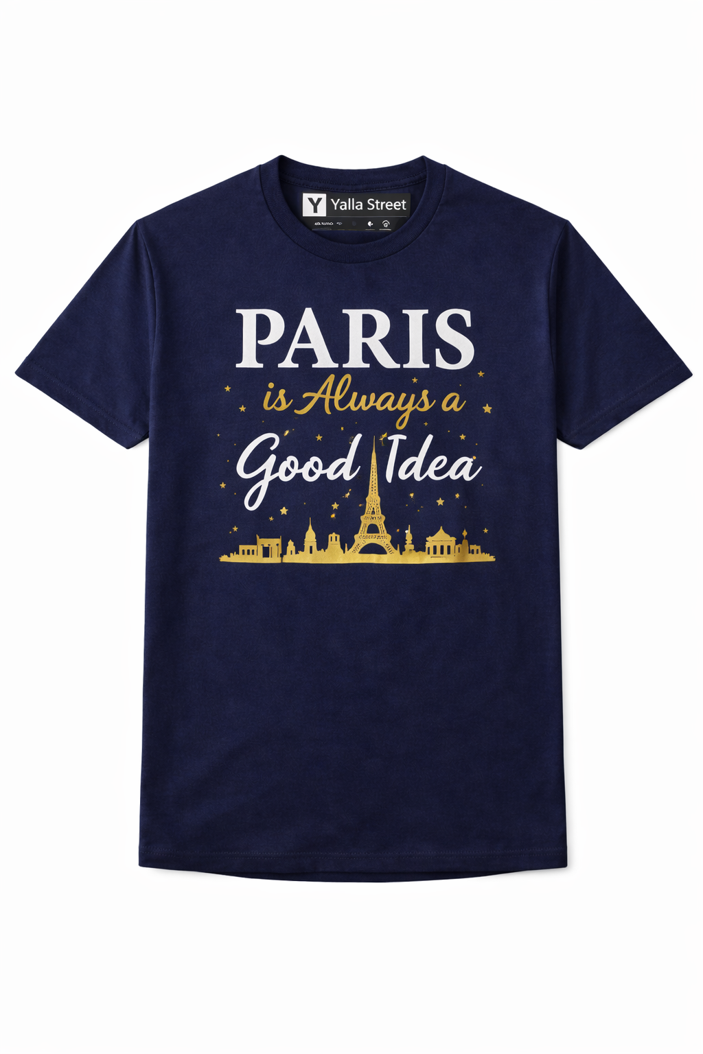 Paris Is Always a Good Idea – Navy Blue Graphic Unisex T-Shirt | Yalla Street