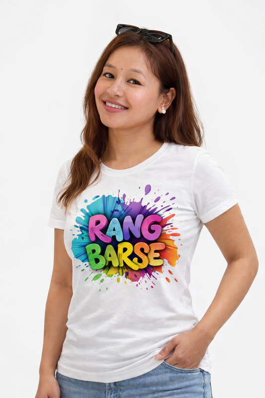 Rang Barse Color Splash Holi T-Shirt for Women – Premium Cotton Festive Tee | Yalla Street