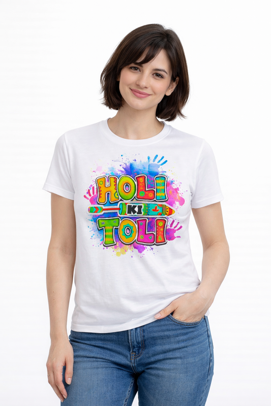 Holi Ki Toli – Women Holi Festival T-Shirt | Color Splash Fun Tee for Boys & Girls by Yalla Street