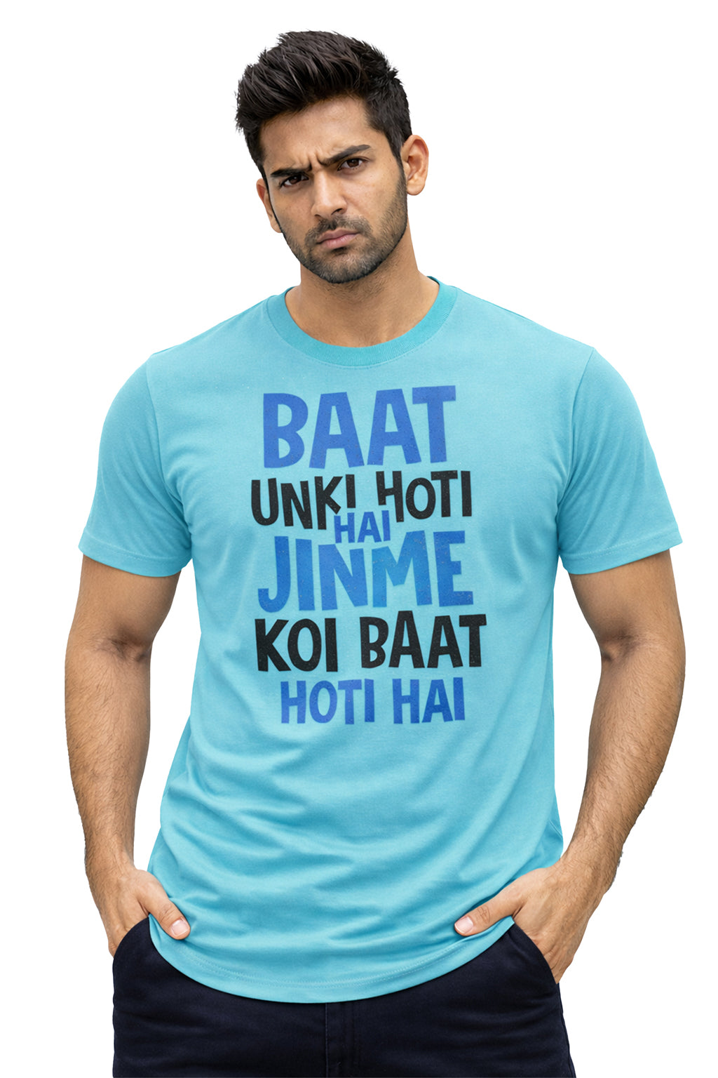 Baat Unki Hoti Hai Jinme Koi Baat Hoti Hai – Motivational Hindi Quote T-Shirt | Blue | Yalla Street