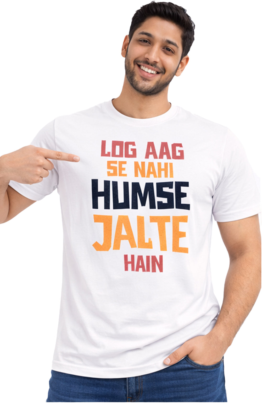 Log Aag Se Nahi Humse Jalte Hain – Bold Attitude Hindi Unisex T-Shirt | Black | Yalla Street