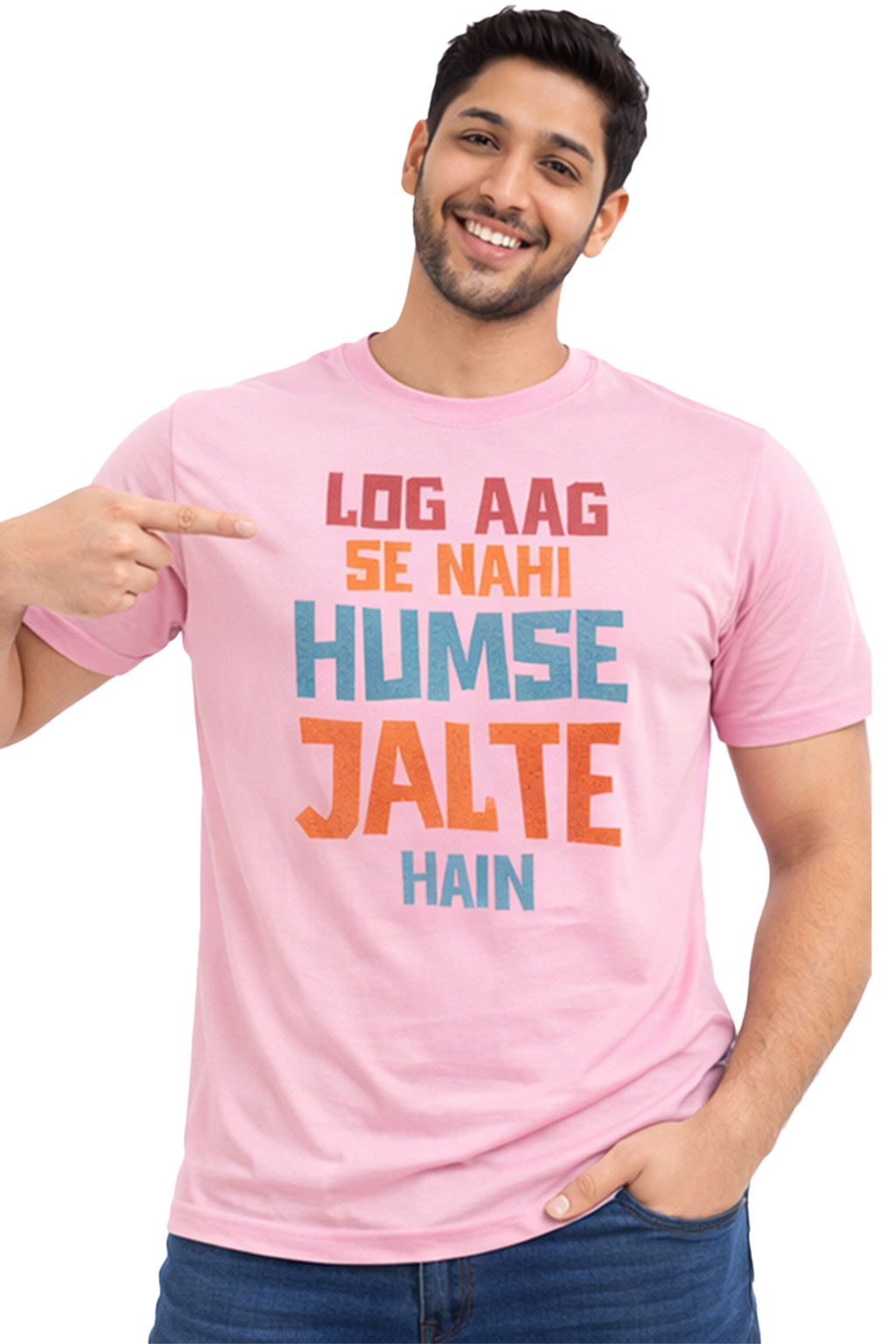 Log Aag Se Nahi Humse Jalte Hain – Bold Attitude Hindi Unisex T-Shirt | Black | Yalla Street