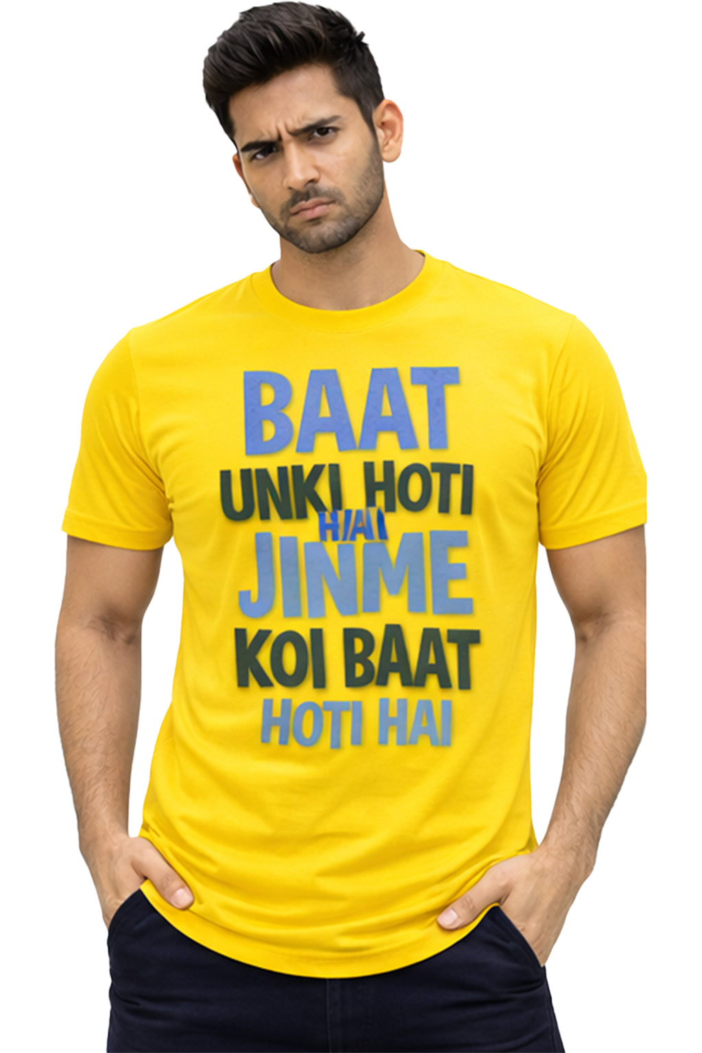 Baat Unki Hoti Hai Jinme Koi Baat Hoti Hai – Motivational Hindi Quote T-Shirt | Blue | Yalla Street
