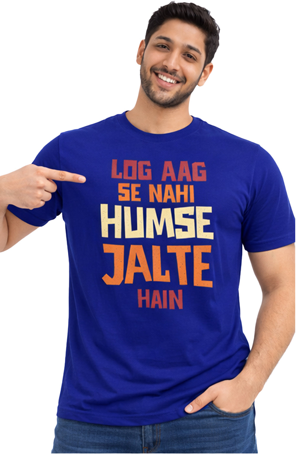Log Aag Se Nahi Humse Jalte Hain – Bold Attitude Hindi Unisex T-Shirt | Black | Yalla Street