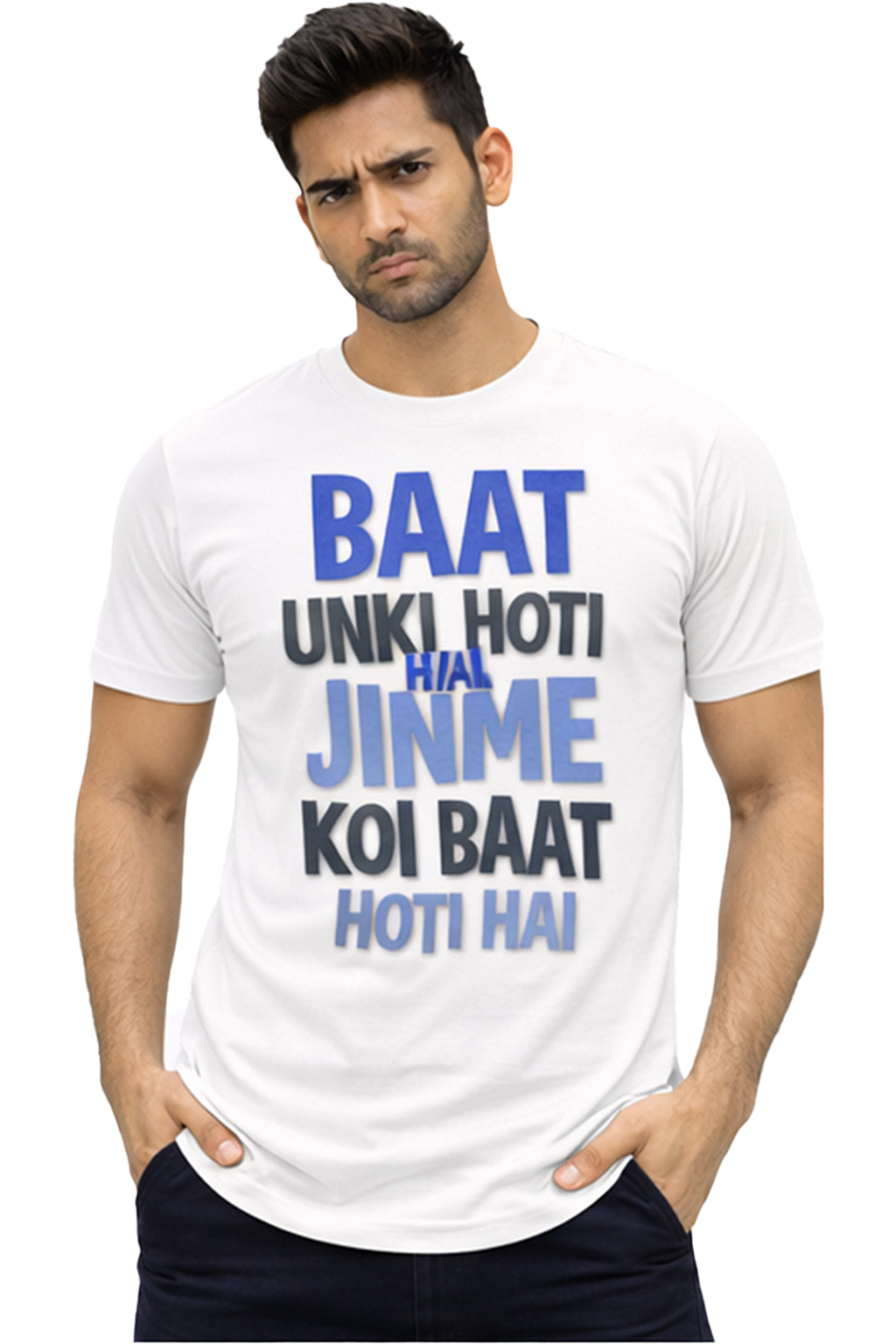 Baat Unki Hoti Hai Jinme Koi Baat Hoti Hai – Motivational Hindi Quote T-Shirt | Blue | Yalla Street