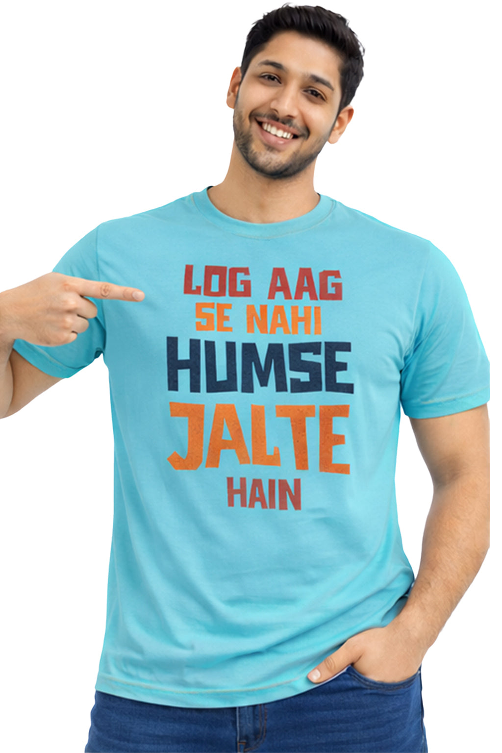 Log Aag Se Nahi Humse Jalte Hain – Bold Attitude Hindi Unisex T-Shirt | Black | Yalla Street