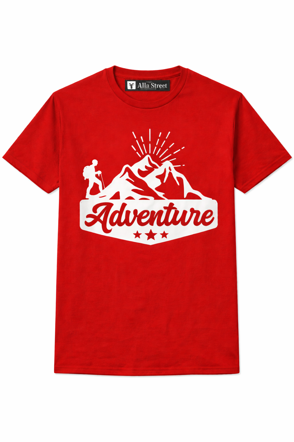 Red “Adventure” Graphic Unisex T-Shirt | Mountain Hiking Design | Yalla Street
