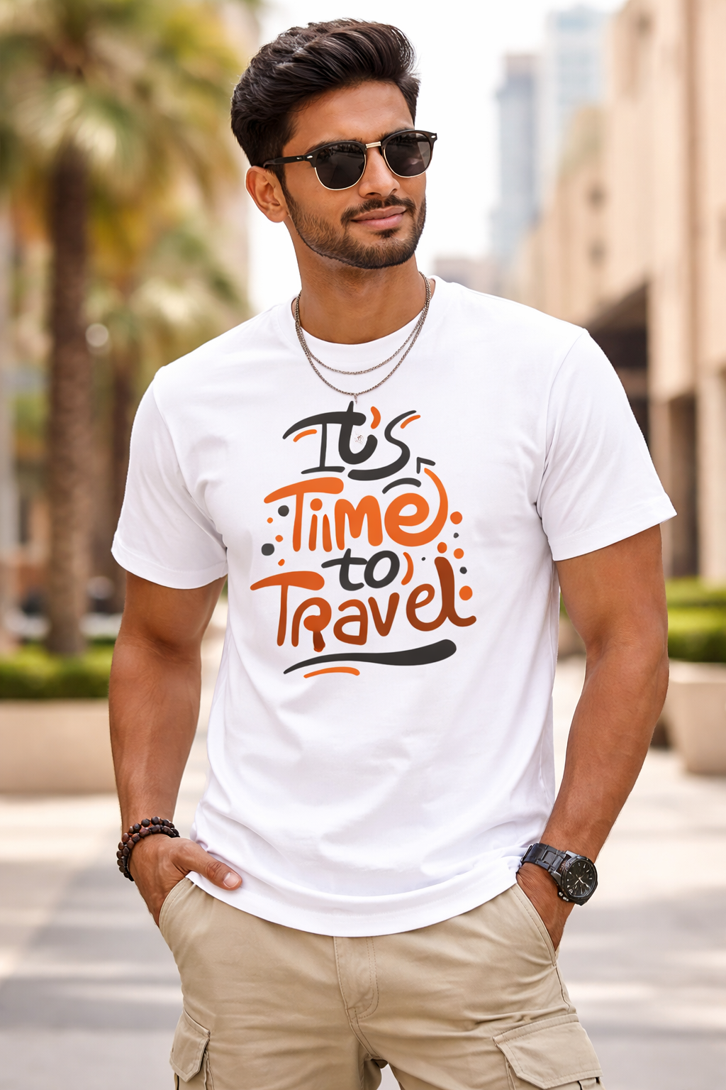 It’s Time to Travel – Black Graphic Unisex T-Shirt | Yalla Street