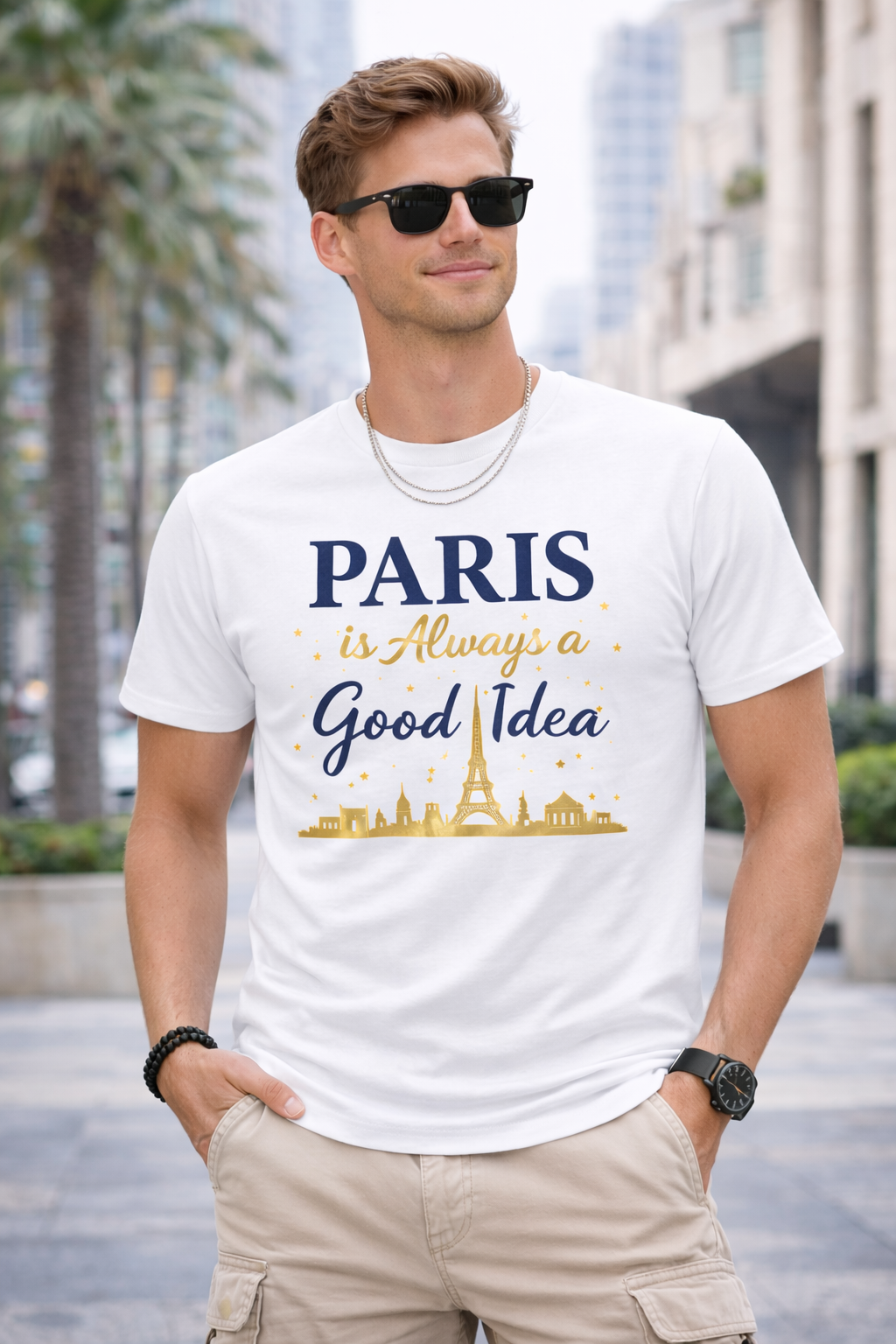Paris Is Always a Good Idea – Navy Blue Graphic Unisex T-Shirt | Yalla Street