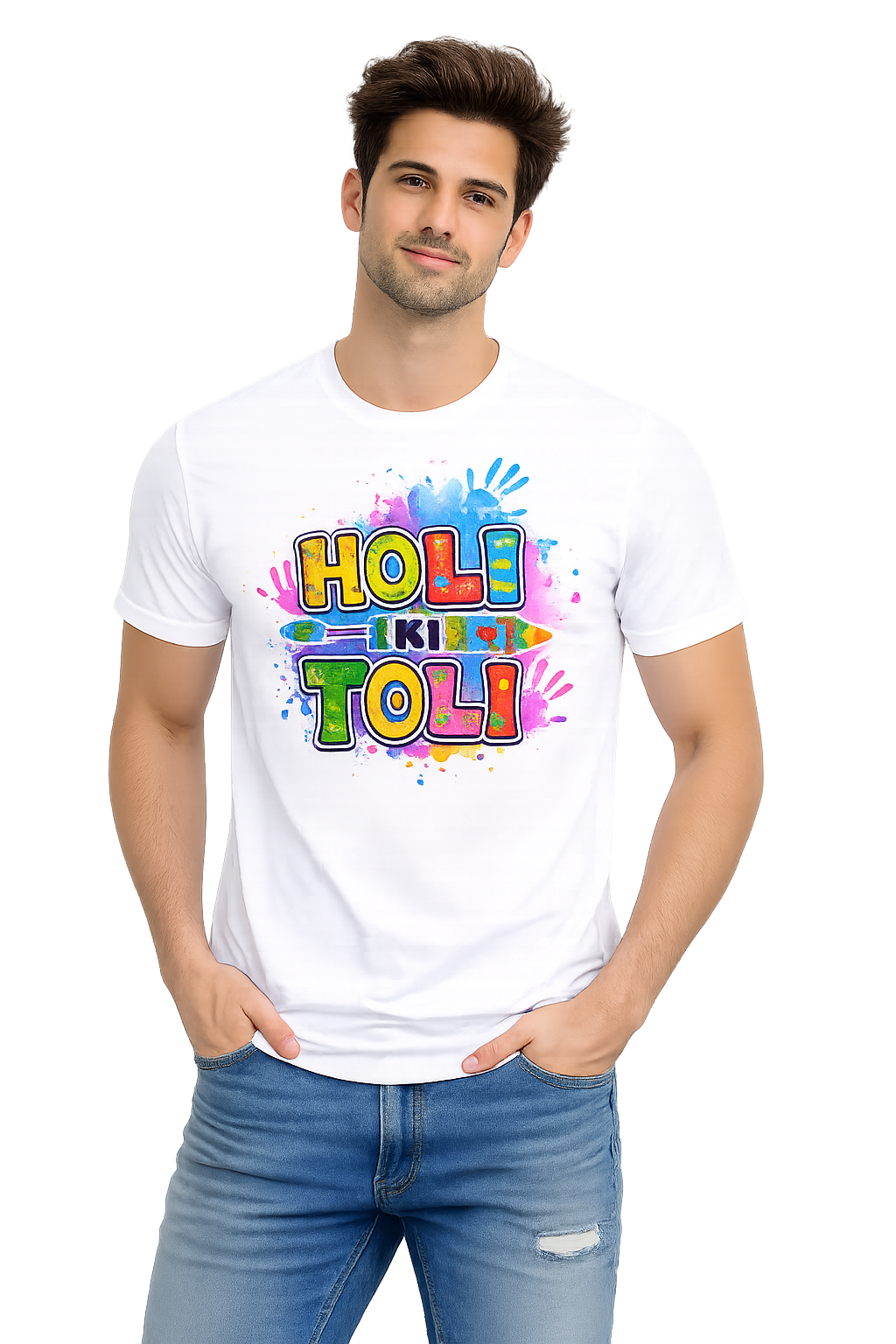 Holi Ki Toli Color Splash T-Shirt – Fun Holi Festival Tee for Men | Yalla Street