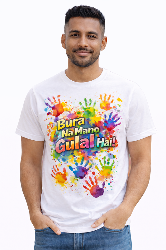 Bura Na Mano Gulal Hai Holi T-Shirt – Vibrant Color Splash Festival Men's Tee | Yalla Street