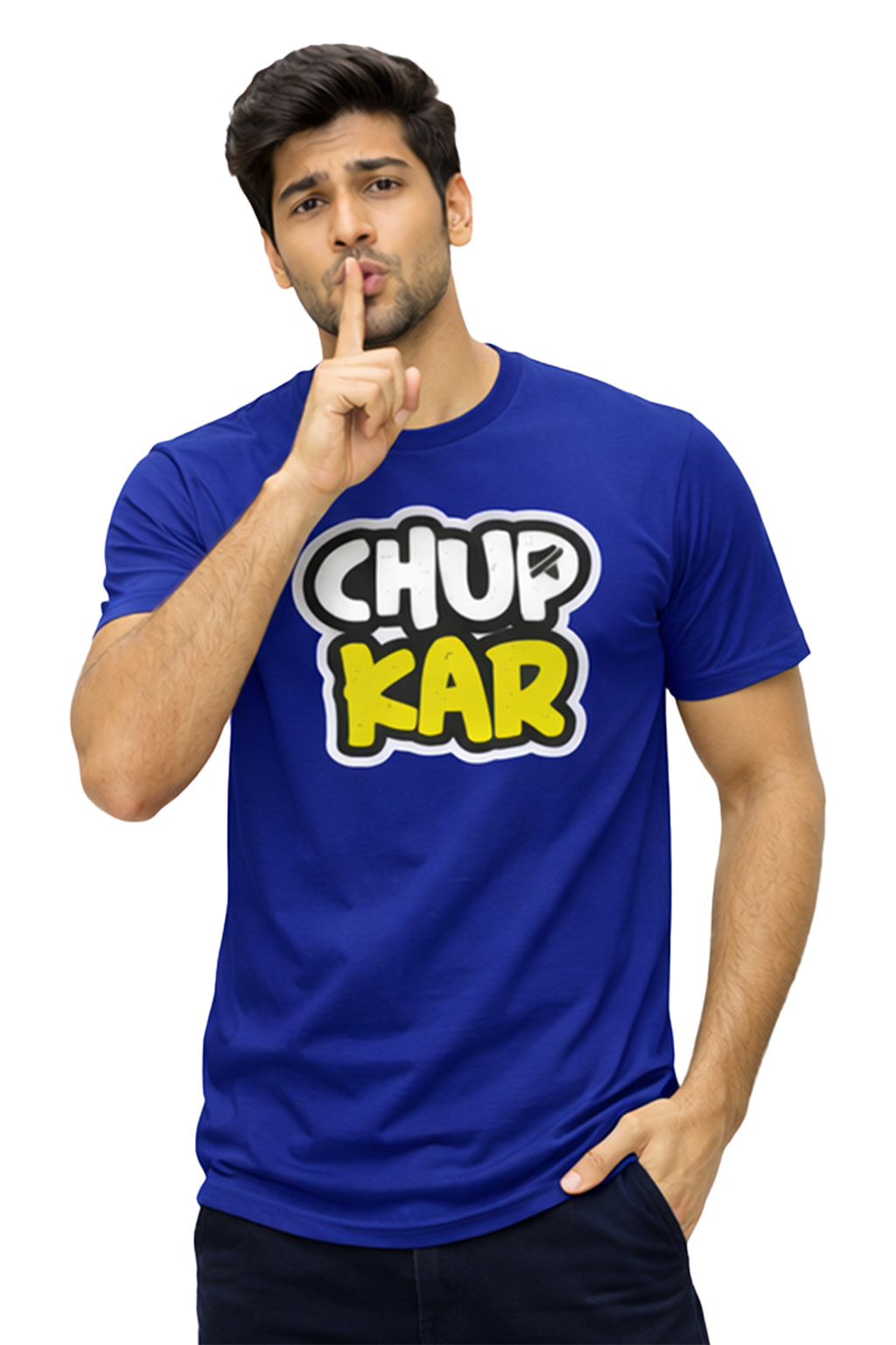 Chup Kar – Bold Desi Attitude Graphic Unisex T-Shirt | Aqua Blue | Yalla Street