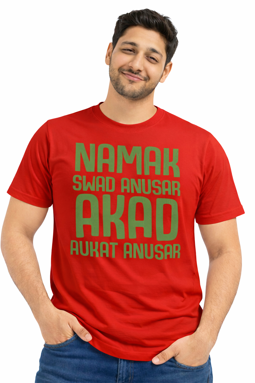 Namak Swad Anusar, Akad Aukaat Anusar T-Shirt – Funny Hindi Quote Tee | Beige Unisex Cotton T-Shirt