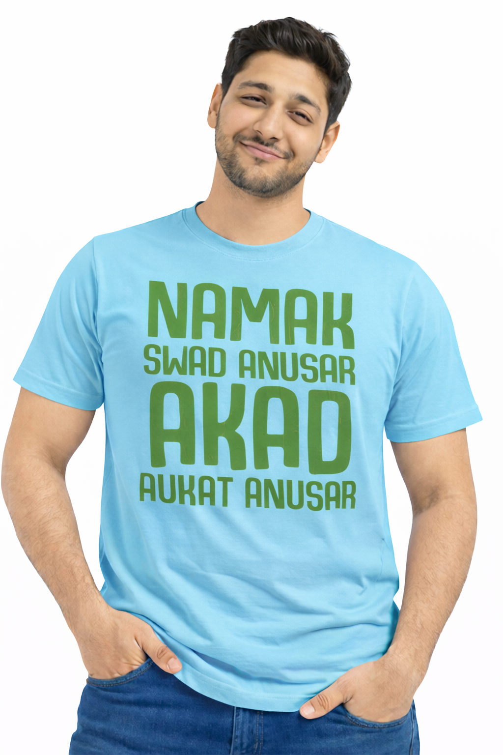 Namak Swad Anusar, Akad Aukaat Anusar T-Shirt – Funny Hindi Quote Tee | Beige Unisex Cotton T-Shirt