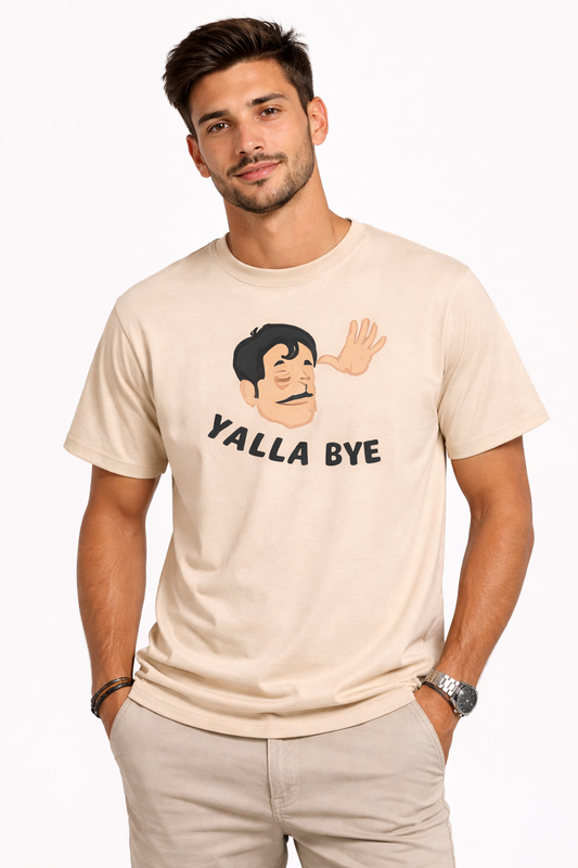 Yalla Bye Funny Arabic Phrase T-Shirt – Dubai Humor Graphic Tee | Black Cotton Unisex T-Shirt