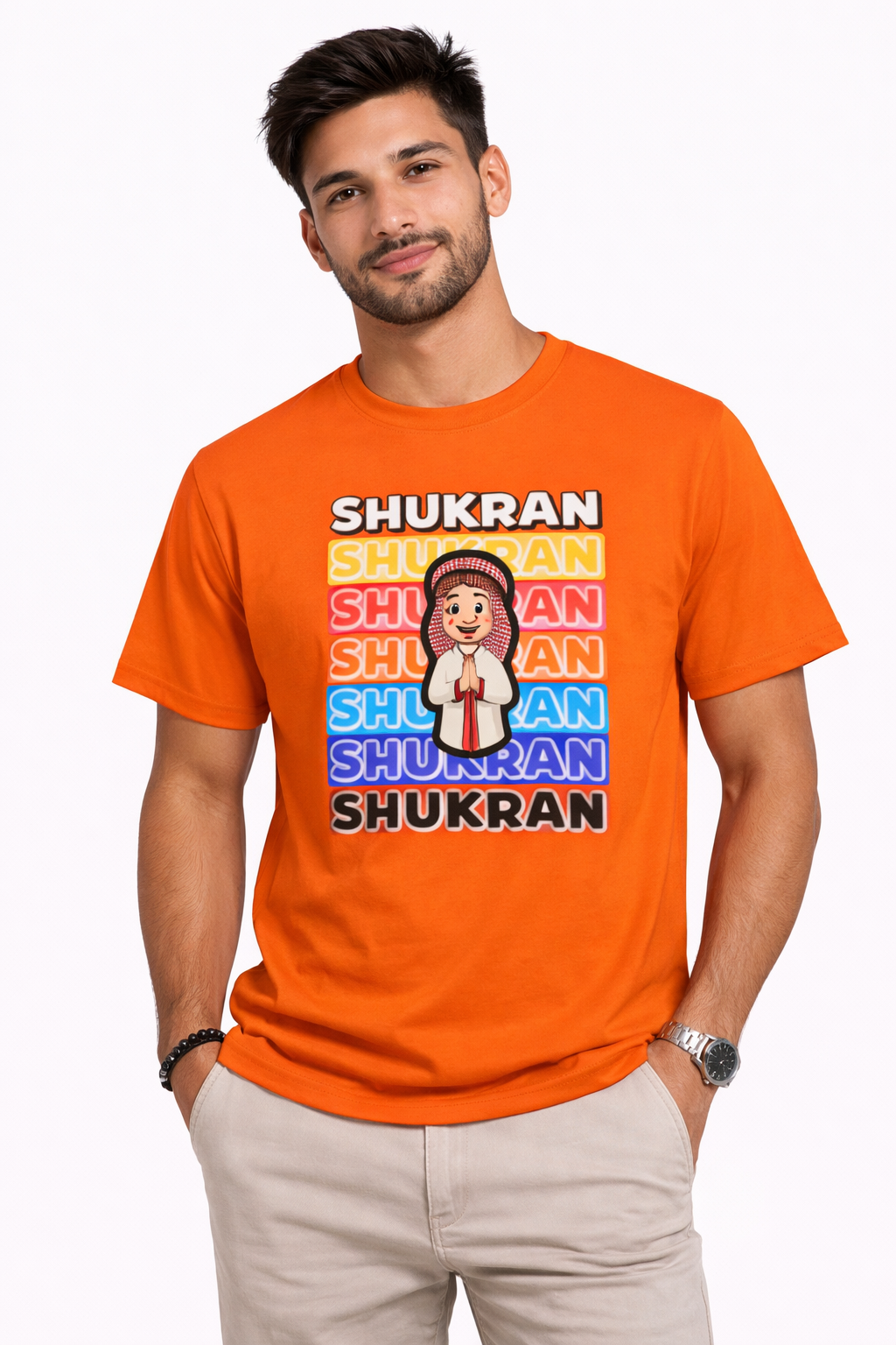 Shukran Arabic Thank You T-Shirt – Dubai Culture Graphic Tee | Yellow Streetwear Unisex T-Shirt