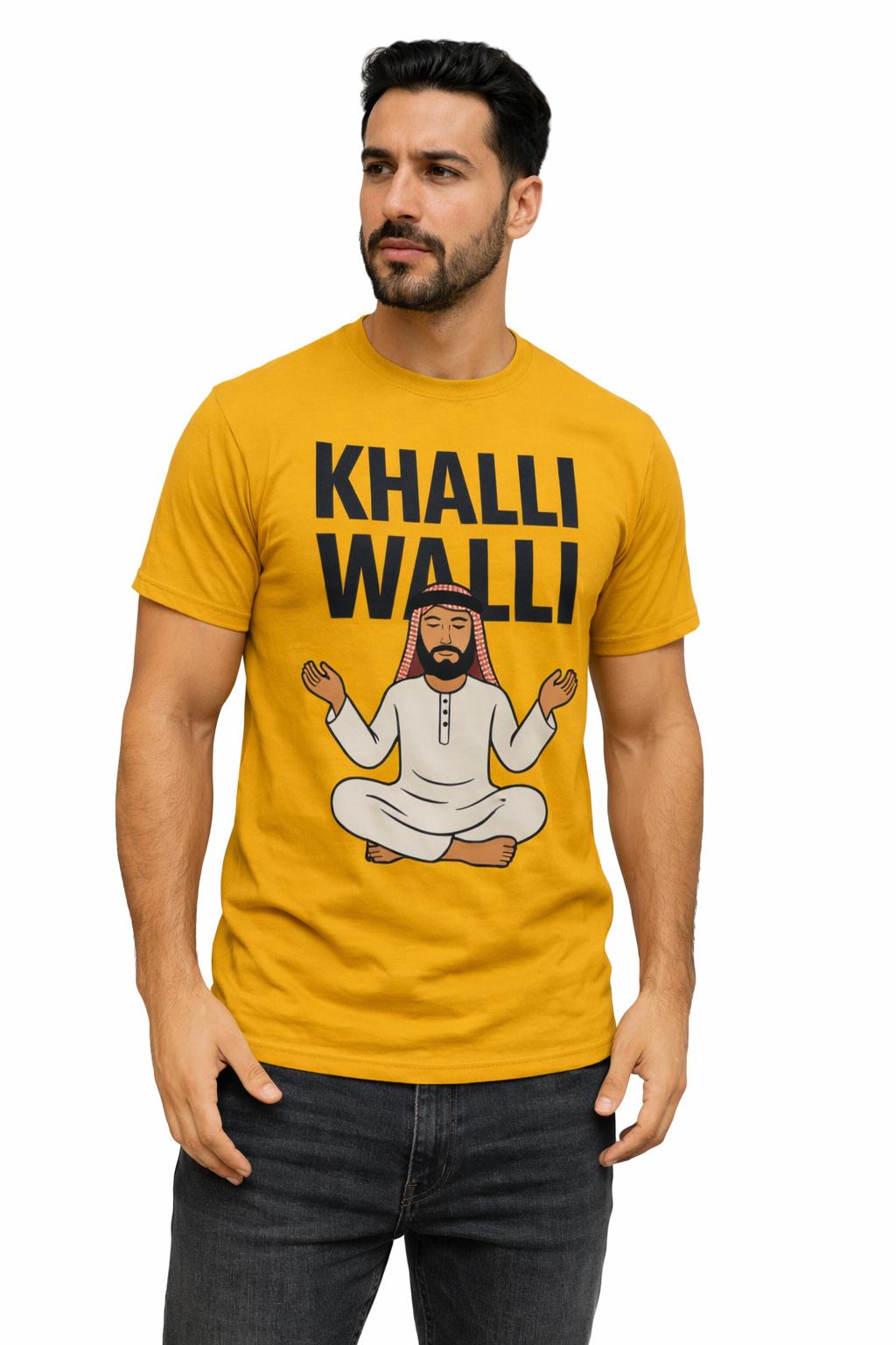 Khalli Walli Arabic Humor T-Shirt – Funny Middle Eastern Slang Tee | Blue Graphic Unisex T-Shirt