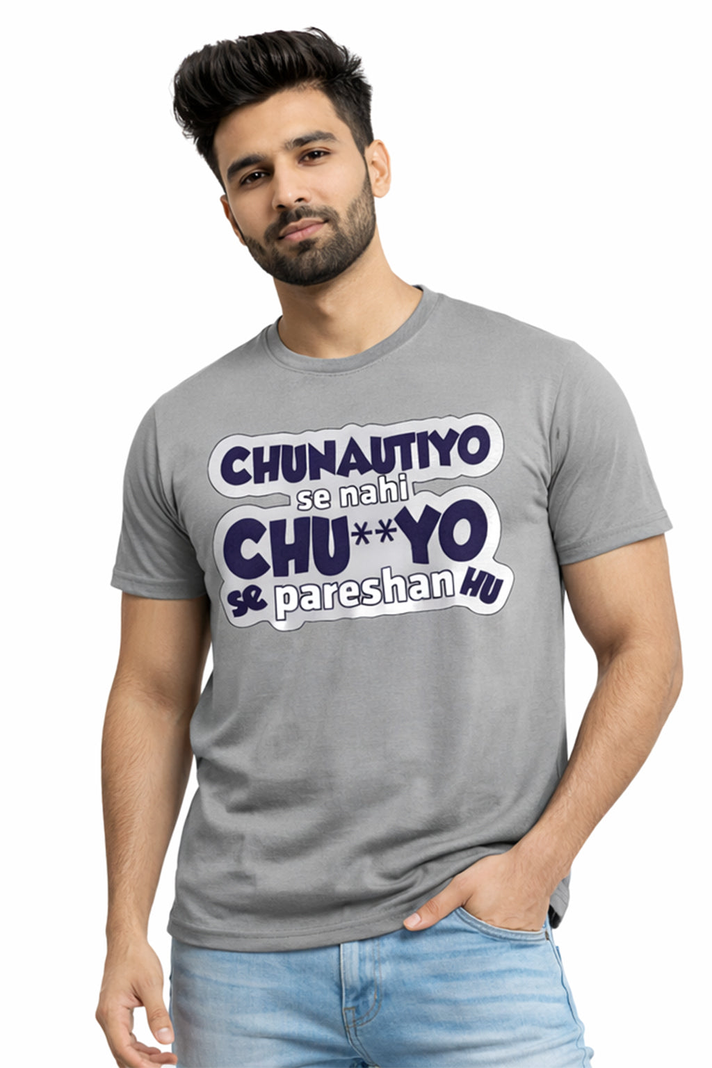 Chunautiyo Se Nahi Ch**yo Se Pareshan Hu Funny Hindi Quote Unisex T-Shirt