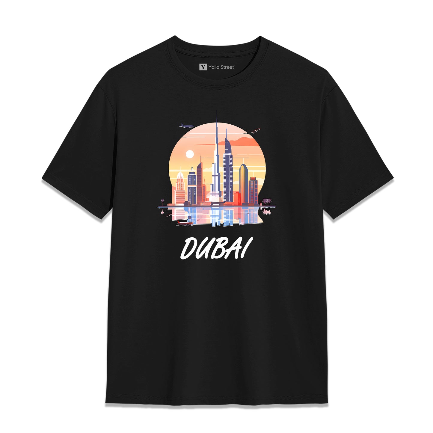 Dubai Sunset Skyline T-Shirt – 100% Cotton Unisex Tee Vibrant Cityscape Graphic