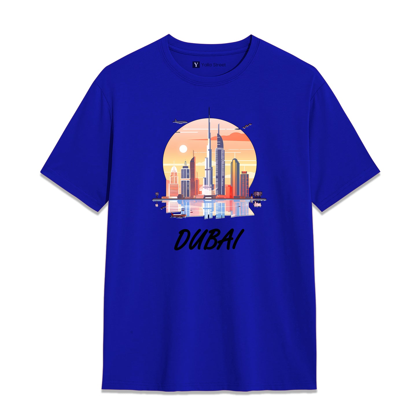 Dubai Sunset Skyline T-Shirt – 100% Cotton Unisex Tee Vibrant Cityscape Graphic