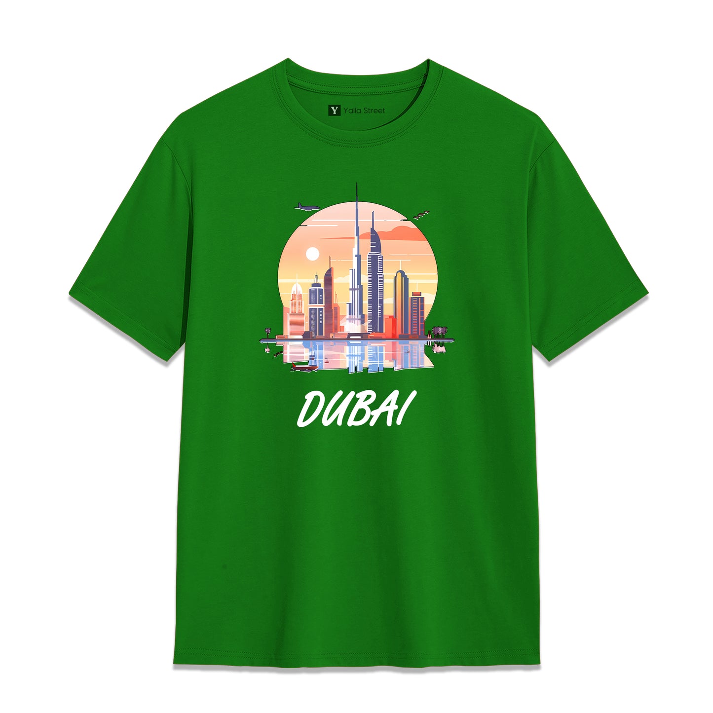 Dubai Sunset Skyline T-Shirt – 100% Cotton Unisex Tee Vibrant Cityscape Graphic