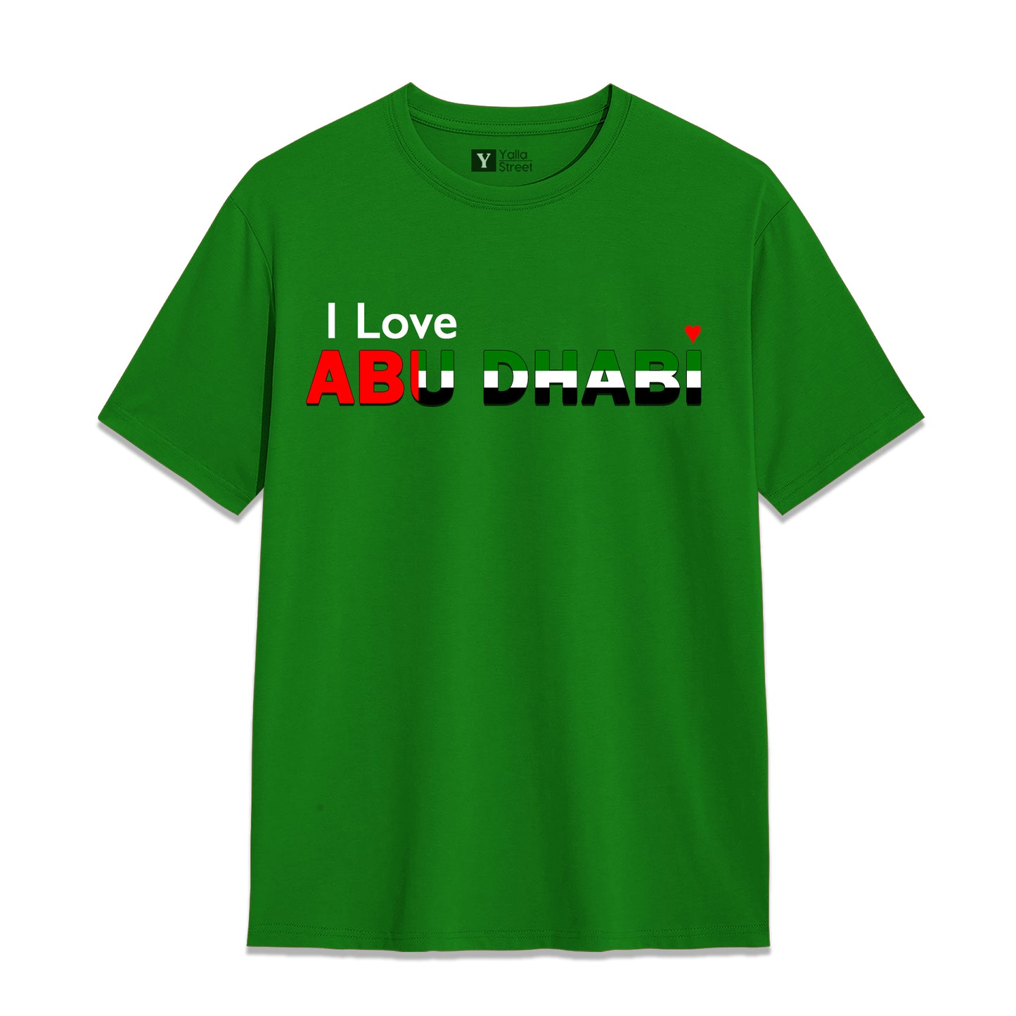 I Love Abu Dhabi T-Shirt UAE Flag Graphic Tee 100% Cotton National Pride Streetwear