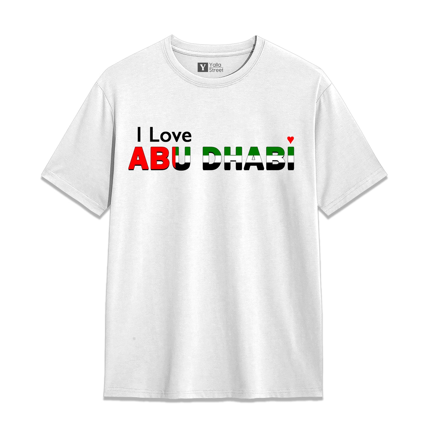I Love Abu Dhabi T-Shirt UAE Flag Graphic Tee 100% Cotton National Pride Streetwear