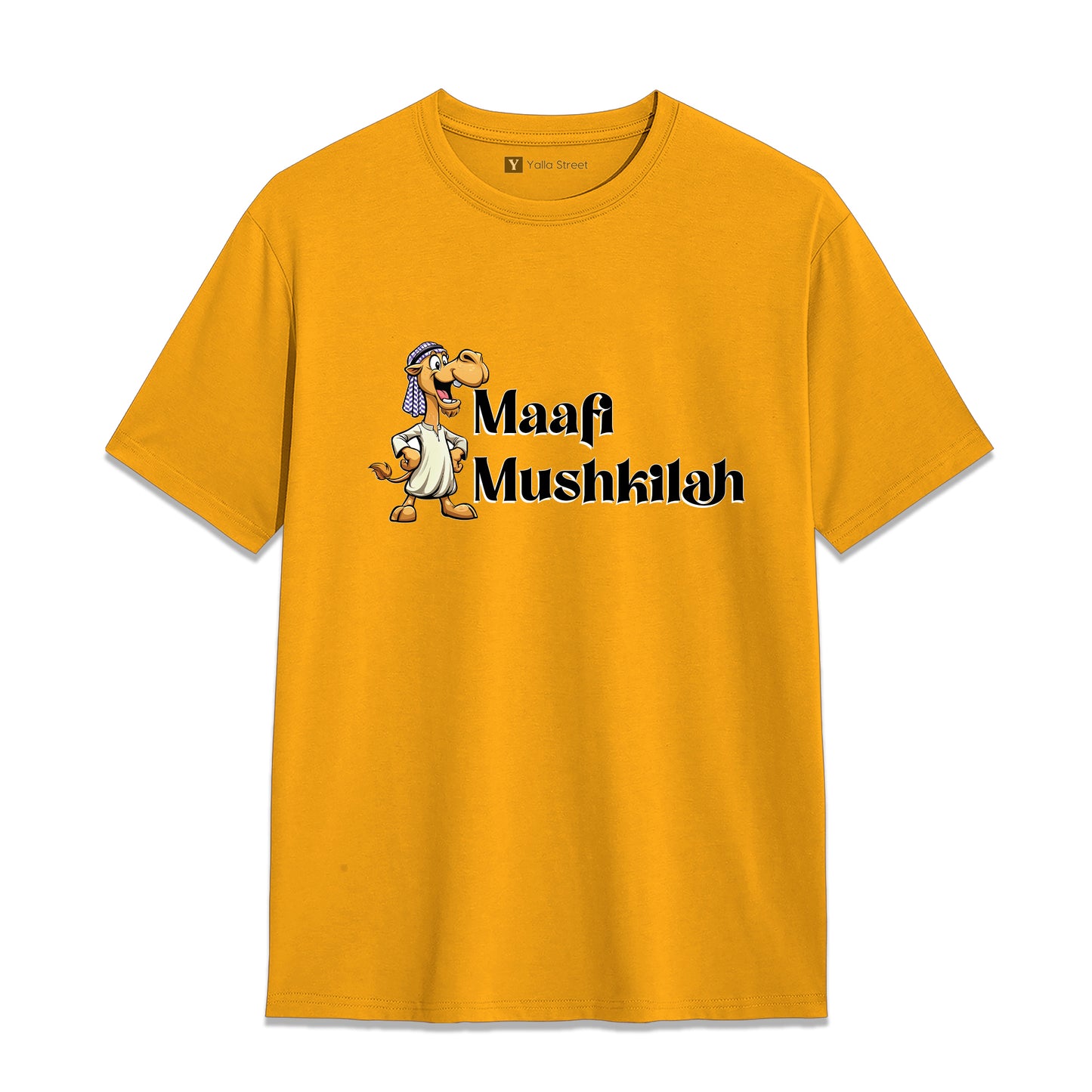Maafi Mushkila Arabic Slang T-Shirt – No Problem Dubai Humor Tee | Grey Cotton T-Shirt
